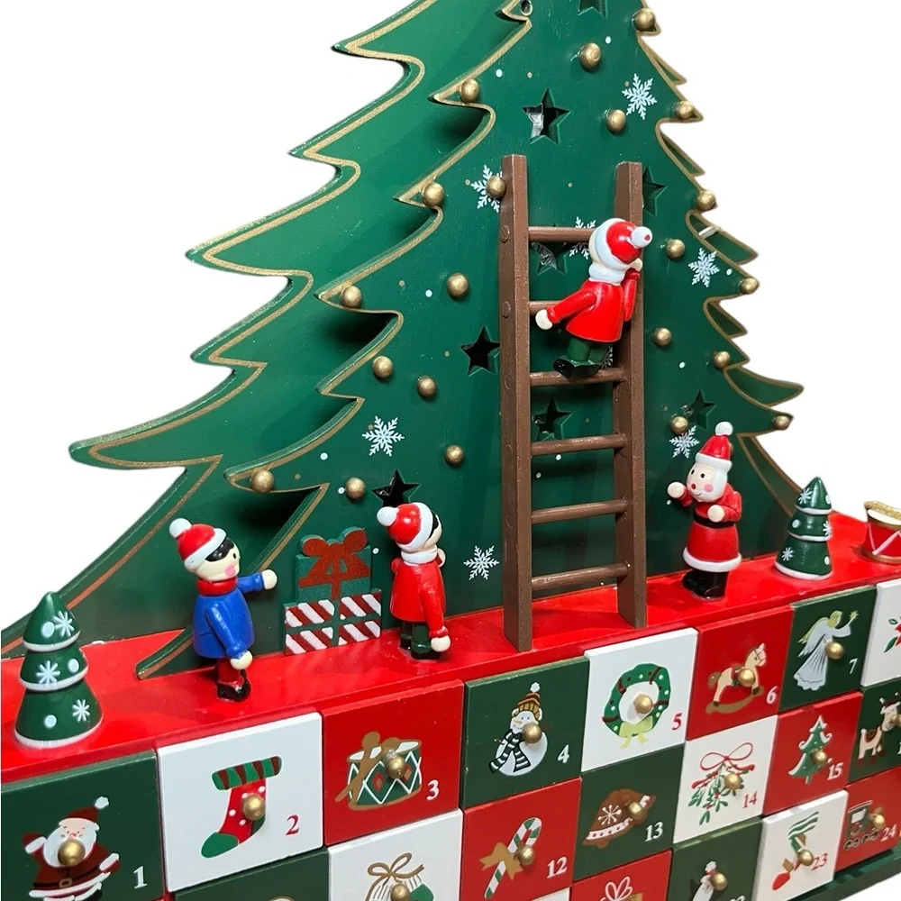 Battery Operated LED Christmas Tree Advent Calendar 13.5 Inch D4035 Kurt S Adler - Picture 3 of 12